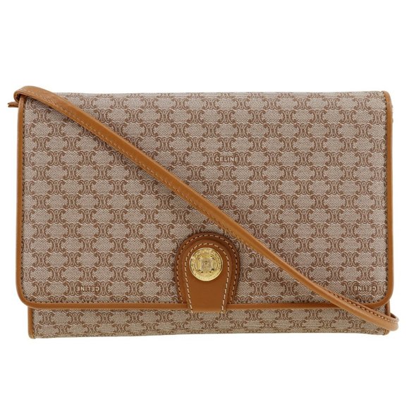 Celine CELINE Old Shoulder Bag Macadam Clutch PVC x Leather Beige 2way Type Wome - Picture 1 of 10